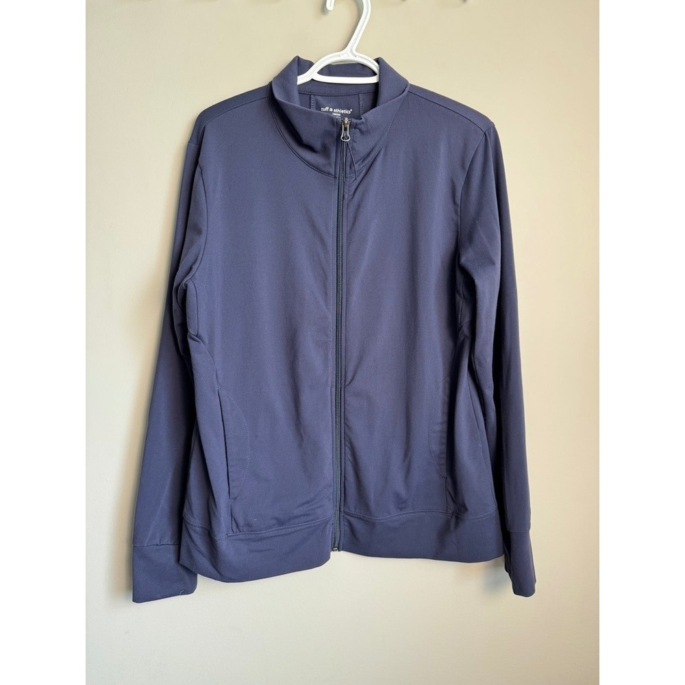 Tuff Athletics Full Zip Track Jacket Women XL Navy Purple Athleisure Yoga Active